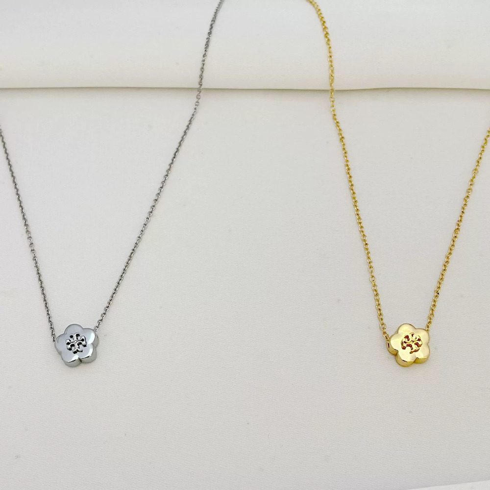 Tory Burch Gold Plated Flower Pendant Choker